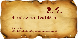 Mikolovits Izaiás névjegykártya